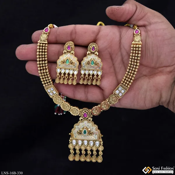 Unique_Design_Gold_Plated_Antique_Necklace_Set_For_Women_Style_B330
