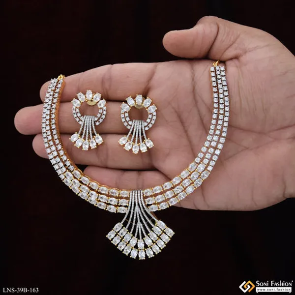 Beautiful_Design_Gold_Plated_Diamond_Necklace_Set_For_Ladies_Style_B163