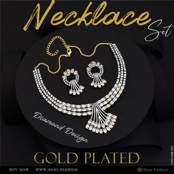 Beautiful_Design_Gold_Plated_Diamond_Necklace_Set_For_Ladies_Style_B163