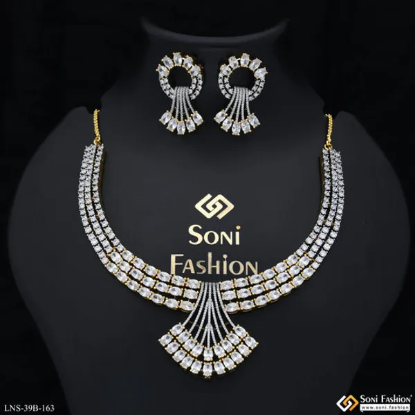 Beautiful_Design_Gold_Plated_Diamond_Necklace_Set_For_Ladies_Style_B163