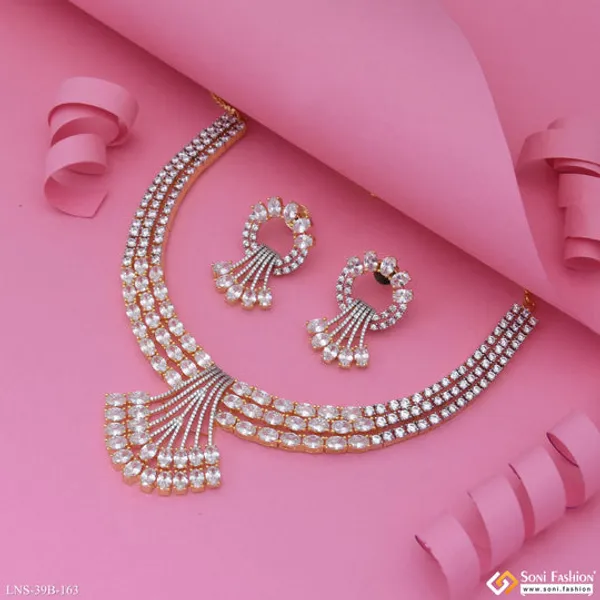 Beautiful_Design_Gold_Plated_Diamond_Necklace_Set_For_Ladies_Style_B163
