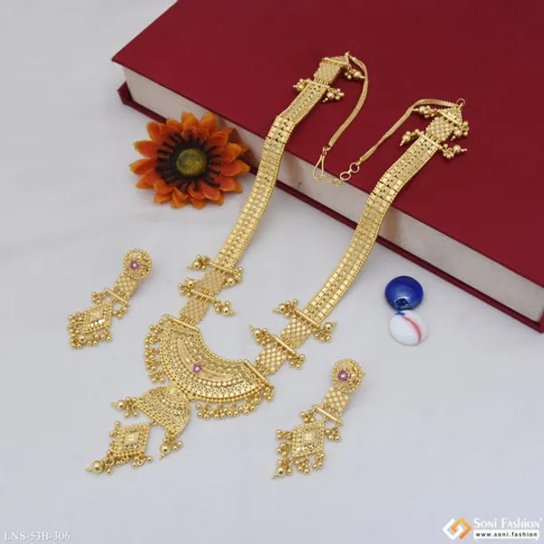 1_Gram_Gold_Plated_Radiant_Design_Necklace_Set_For_Women_Style_B306