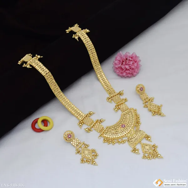 1_Gram_Gold_Plated_Radiant_Design_Necklace_Set_For_Women_Style_B306