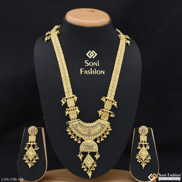 1_Gram_Gold_Plated_Radiant_Design_Necklace_Set_For_Women_Style_B306