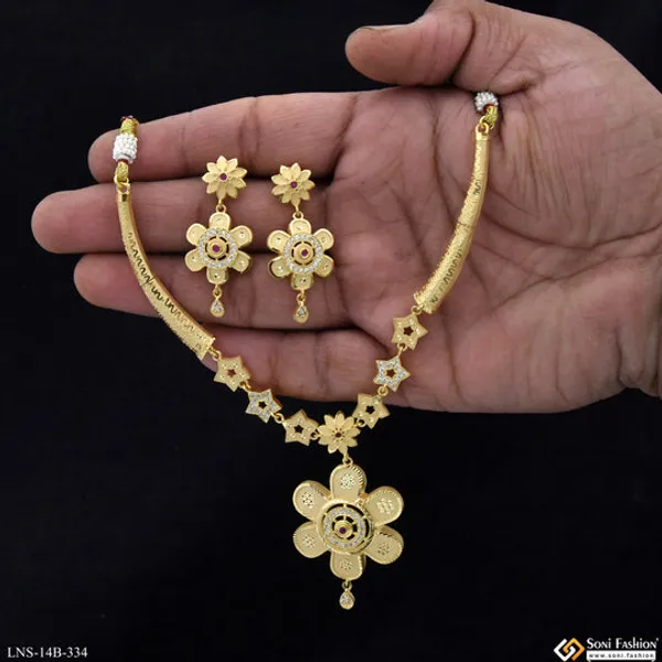 Classic_Design_Gold_Plated_Necklace_Set_For_Women_Style_B334