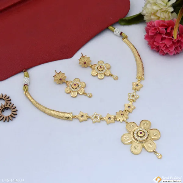 Classic_Design_Gold_Plated_Necklace_Set_For_Women_Style_B334