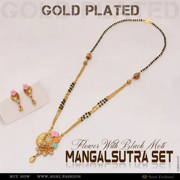 Fancy_Design_Flower_With_Black_Moti_Gold_Plated_Mangalsutra_Set_For_Women_Style_Lmsa107