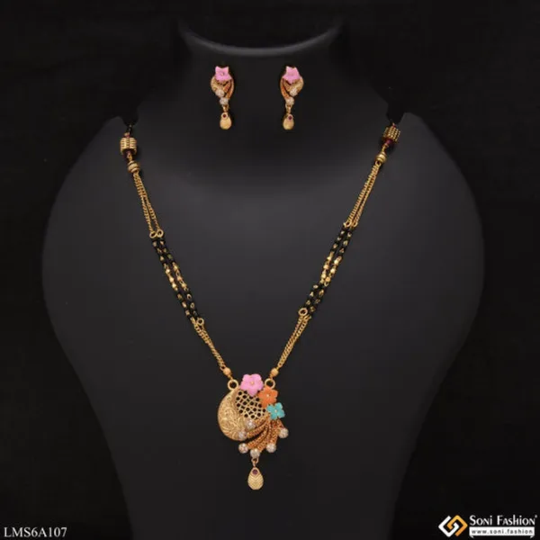 Fancy_Design_Flower_With_Black_Moti_Gold_Plated_Mangalsutra_Set_For_Women_Style_Lmsa107