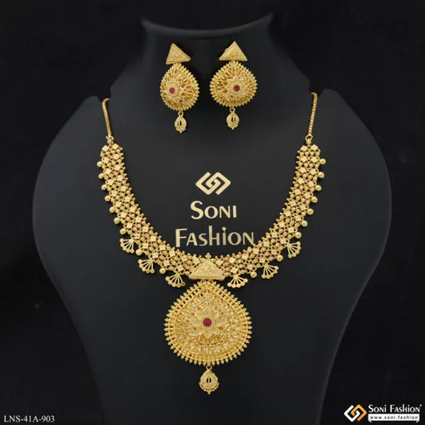 1_Gram_Gold_Plated_Artisanal_Design_Necklace_Set_For_Women_Style_A903