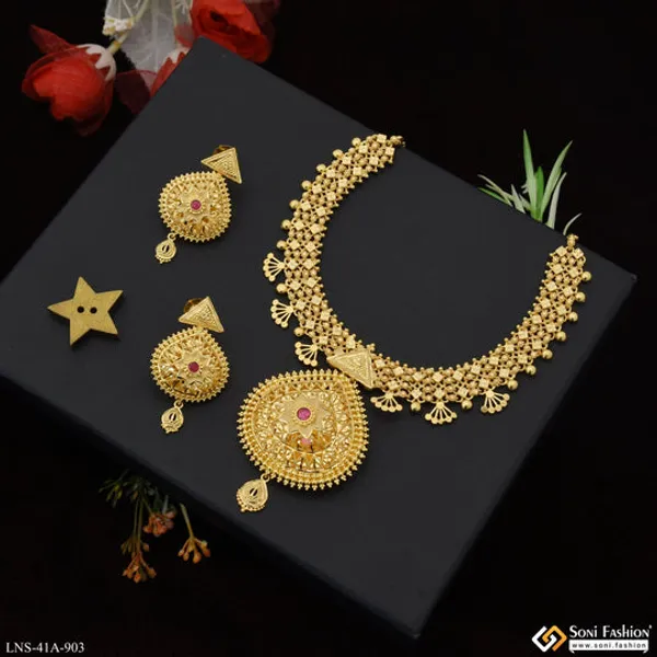 1_Gram_Gold_Plated_Artisanal_Design_Necklace_Set_For_Women_Style_A903