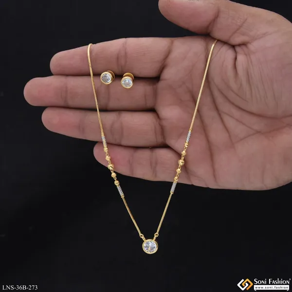 1_Gram_Gold_Plated_Casual_Design_Necklace_Set_For_Ladies_Style_B273