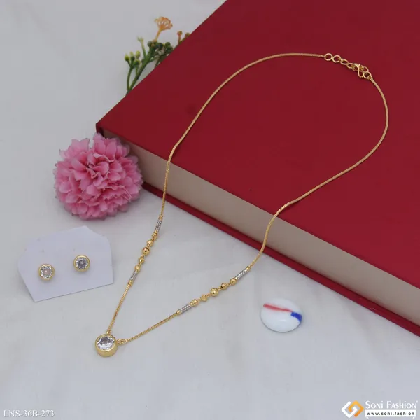 1_Gram_Gold_Plated_Casual_Design_Necklace_Set_For_Ladies_Style_B273