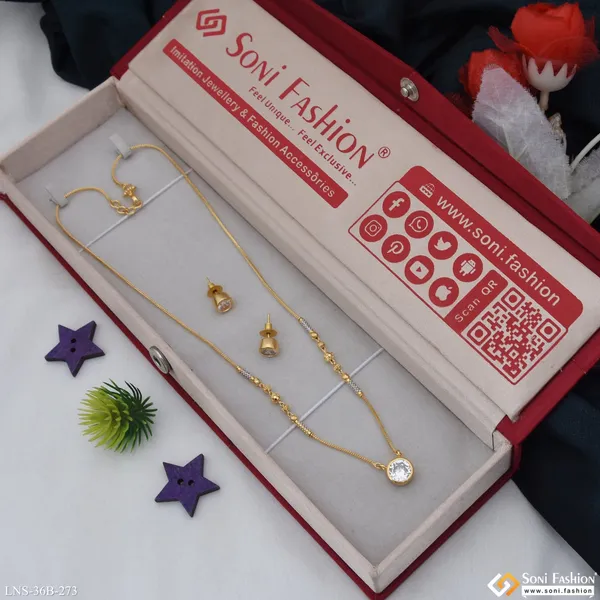 1_Gram_Gold_Plated_Casual_Design_Necklace_Set_For_Ladies_Style_B273