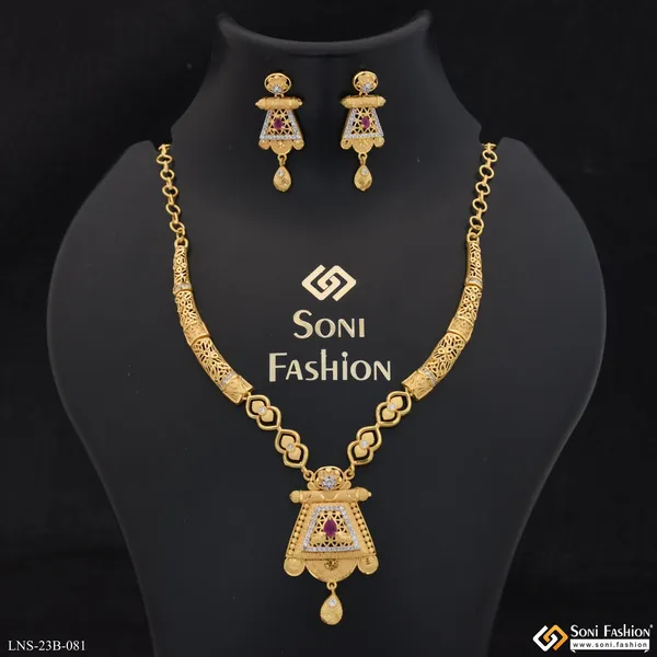 Latest_Design_Gold_Plated_Necklace_Set_For_Women_Style_B081