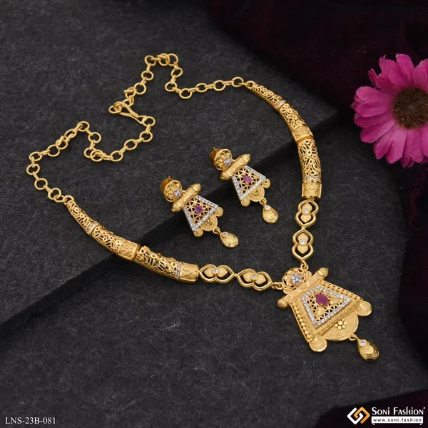Latest_Design_Gold_Plated_Necklace_Set_For_Women_Style_B081