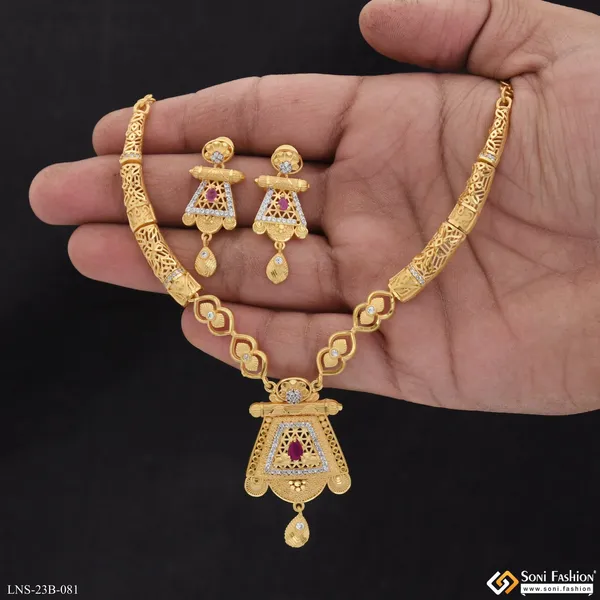 Latest_Design_Gold_Plated_Necklace_Set_For_Women_Style_B081