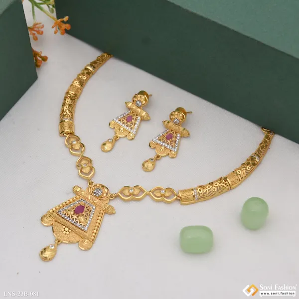Latest_Design_Gold_Plated_Necklace_Set_For_Women_Style_B081