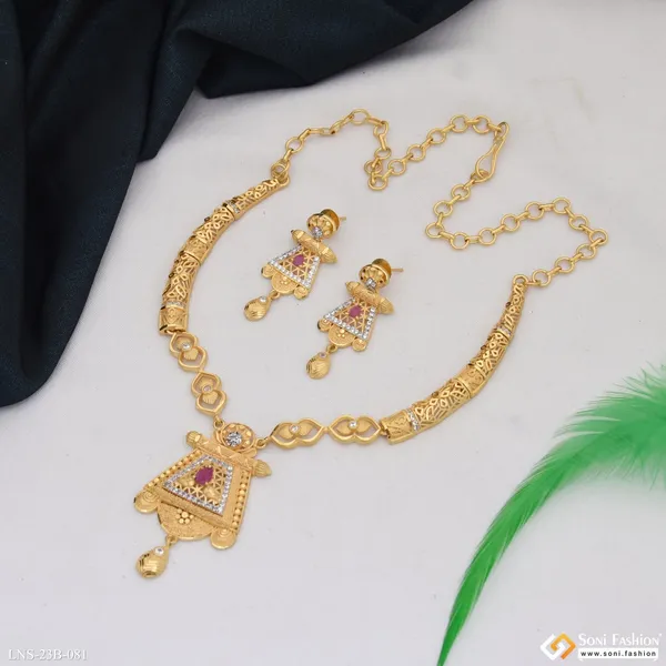 Latest_Design_Gold_Plated_Necklace_Set_For_Women_Style_B081