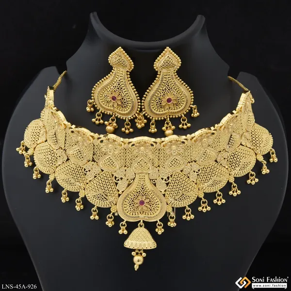 1_Gram_Gold_Plated_Choker_Necklace_Set_For_Women_Style_A926
