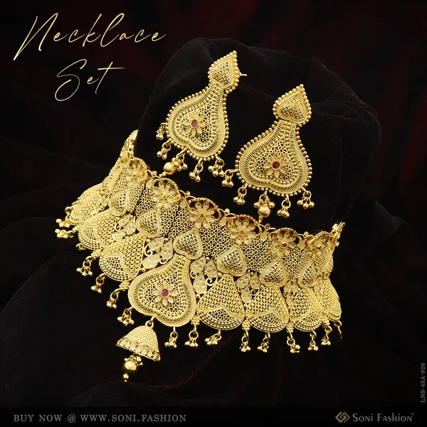 1_Gram_Gold_Plated_Choker_Necklace_Set_For_Women_Style_A926