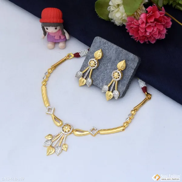 1_Gram_Gold_Plated_Brilliant_Design_Necklace_Set_For_Women_Style_B359