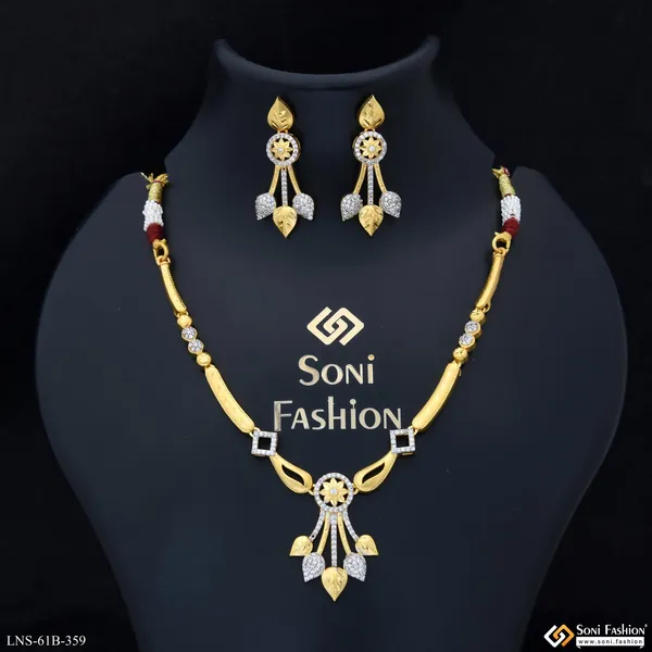 1_Gram_Gold_Plated_Brilliant_Design_Necklace_Set_For_Women_Style_B359