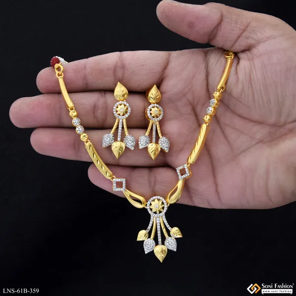 1_Gram_Gold_Plated_Brilliant_Design_Necklace_Set_For_Women_Style_B359