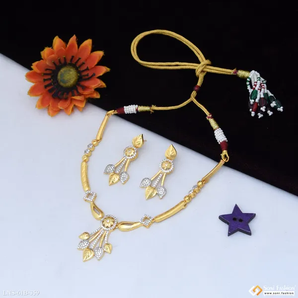 1_Gram_Gold_Plated_Brilliant_Design_Necklace_Set_For_Women_Style_B359