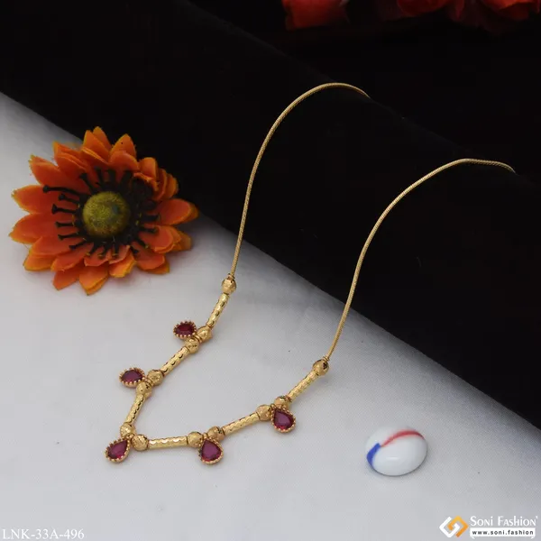 1_Gram_Gold_Plated_Pink_Stone_Artisanal_Design_Necklace_For_Ladies_Style_A496