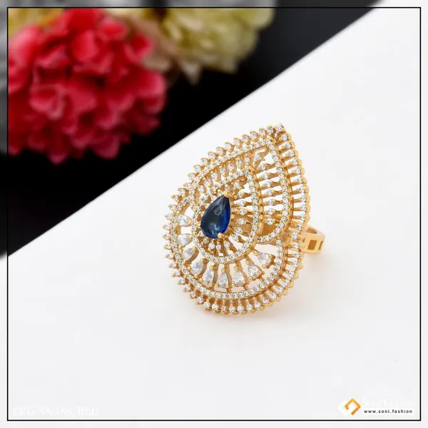 Graceful_Design_With_Diamond_Chic_Design_Gold_Plated_Ring_For_Ladies_Style_A186