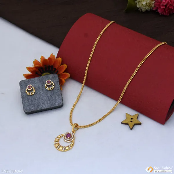 Glittering_Design_Gold_Plated_Necklace_Set_For_Women_Style_B368