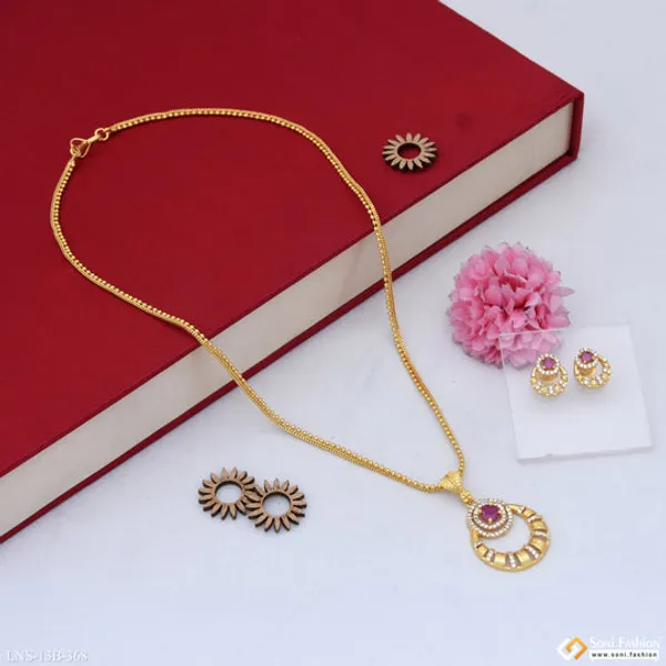 Glittering_Design_Gold_Plated_Necklace_Set_For_Women_Style_B368