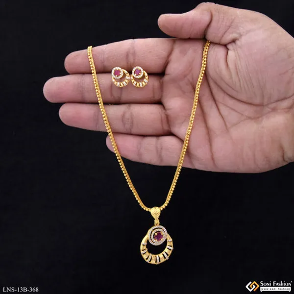 Glittering_Design_Gold_Plated_Necklace_Set_For_Women_Style_B368