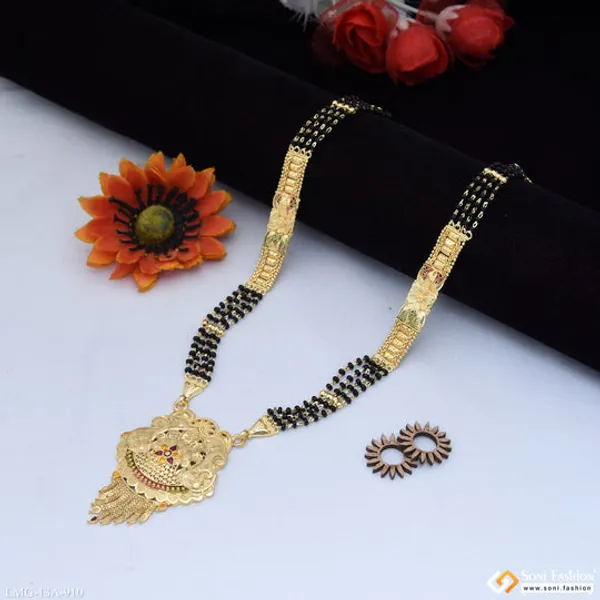 4_Line_Casual_Design_Gold_Plated_Mangalsutra_For_Women_Style_A910
