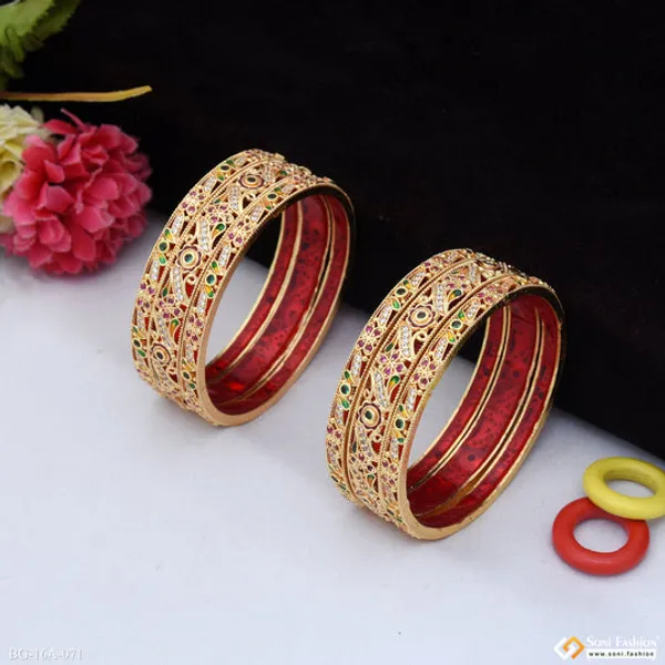 Fancy_Design_Gold_Plated_Antique_Bangles_For_Women_Style_A071