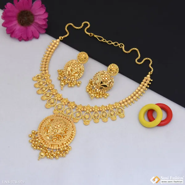 1_Gram_Gold_Plated_Stunning_Design_Necklace_Set_For_Women_Style_B079