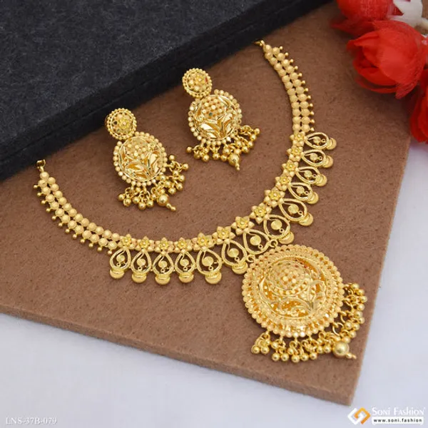1_Gram_Gold_Plated_Stunning_Design_Necklace_Set_For_Women_Style_B079