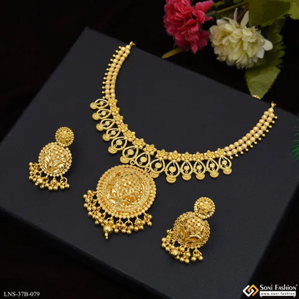 1_Gram_Gold_Plated_Stunning_Design_Necklace_Set_For_Women_Style_B079