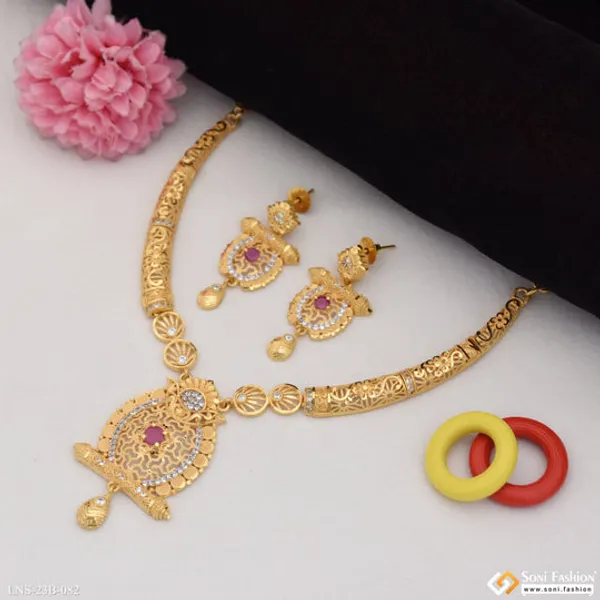 Graceful_Design_Gold_Plated_Necklace_Set_For_Women_Style_B082