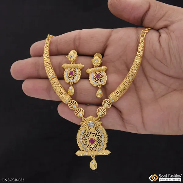 Graceful_Design_Gold_Plated_Necklace_Set_For_Women_Style_B082