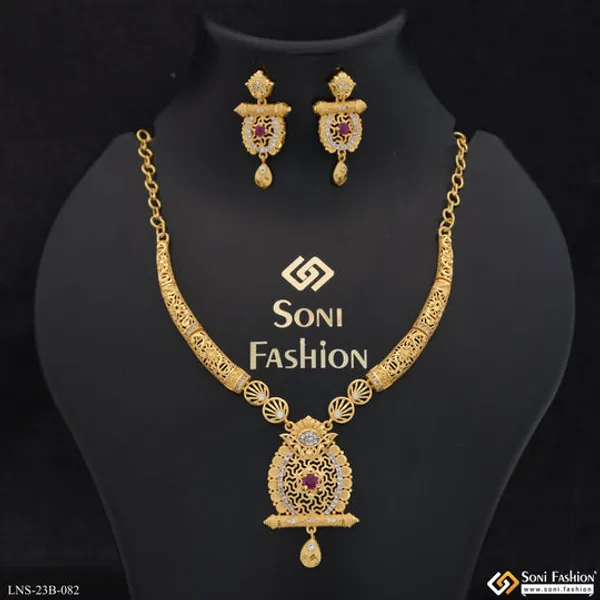 Graceful_Design_Gold_Plated_Necklace_Set_For_Women_Style_B082
