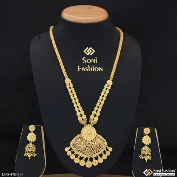1_Gram_Gold_Plated_Designer_Rani_Haar_Necklace_Set_For_Women_Style_B137