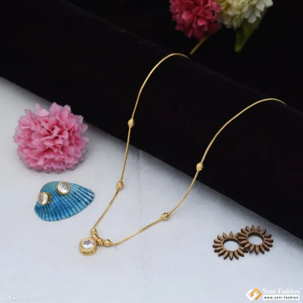 Fashionable_Gold_Plated_Chain_Pendant_With_Earrings_For_Ladies_Style_B192
