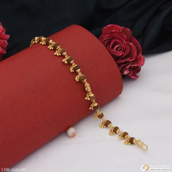 1_Gram_Gold_Plated_Sparkling_Design_Rudraksha_Bracelet_For_Ladies_Style_A249