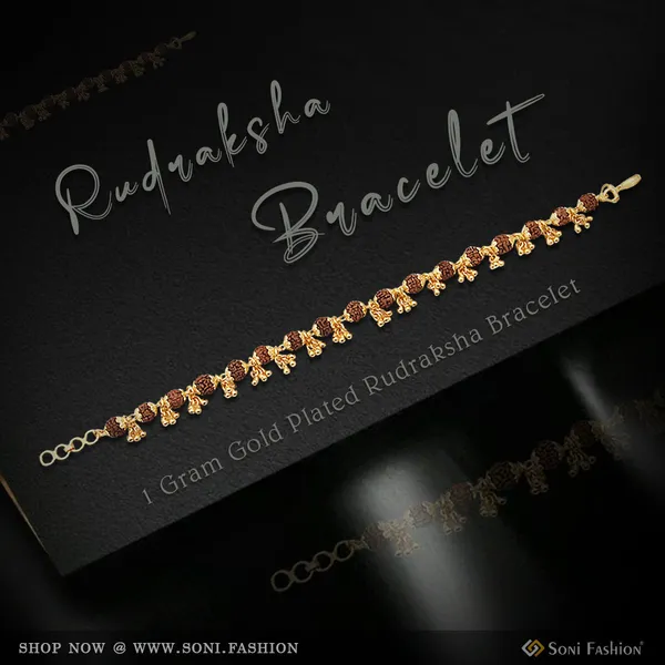 1_Gram_Gold_Plated_Sparkling_Design_Rudraksha_Bracelet_For_Ladies_Style_A249