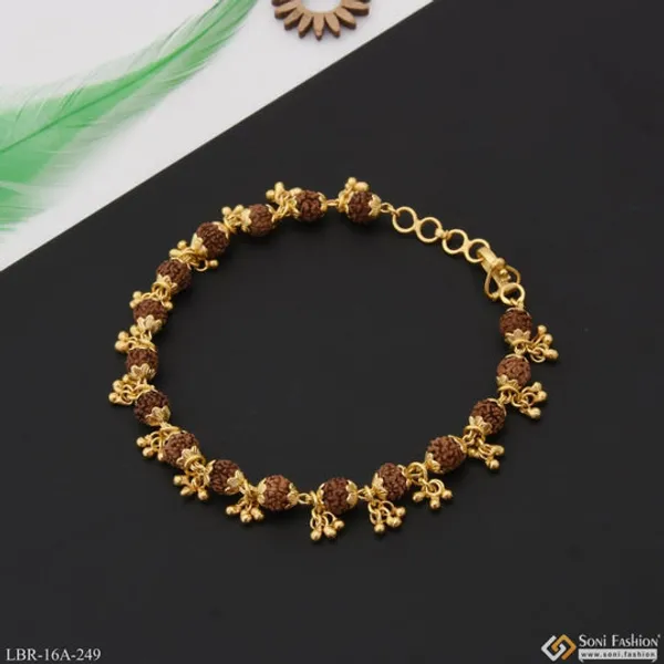 1_Gram_Gold_Plated_Sparkling_Design_Rudraksha_Bracelet_For_Ladies_Style_A249