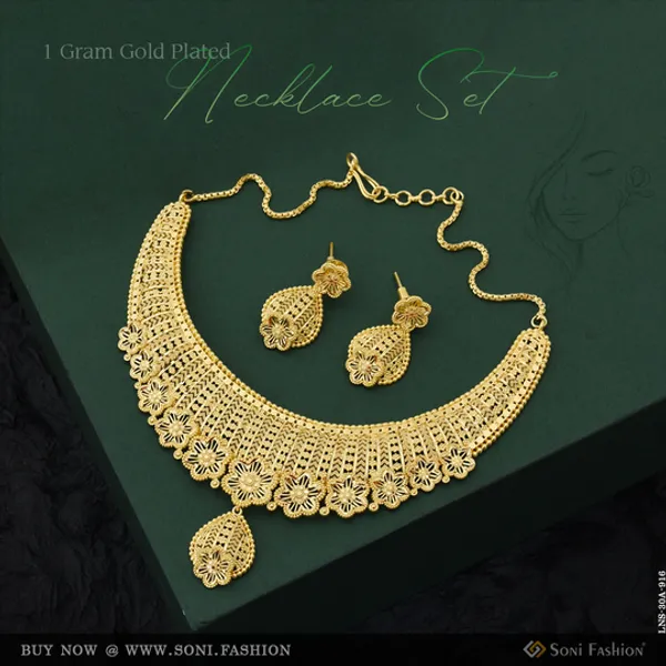1_Gram_Gold_Plated_Fashionable_Necklace_Set_For_Women_Style_A916