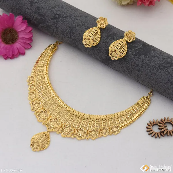 1_Gram_Gold_Plated_Fashionable_Necklace_Set_For_Women_Style_A916
