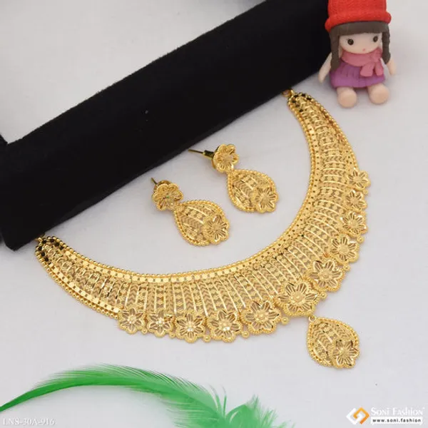 1_Gram_Gold_Plated_Fashionable_Necklace_Set_For_Women_Style_A916