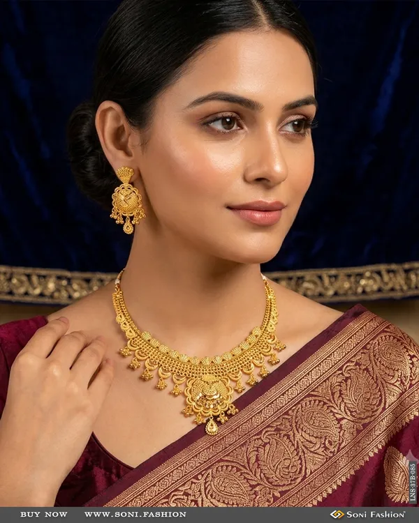 1_Gram_Gold_Plated_Fancy_Design_Necklace_Set_For_Women_Style_B085